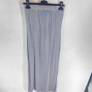 Merci blue white striped cotton maxi skirt slits light NWT Womens XS